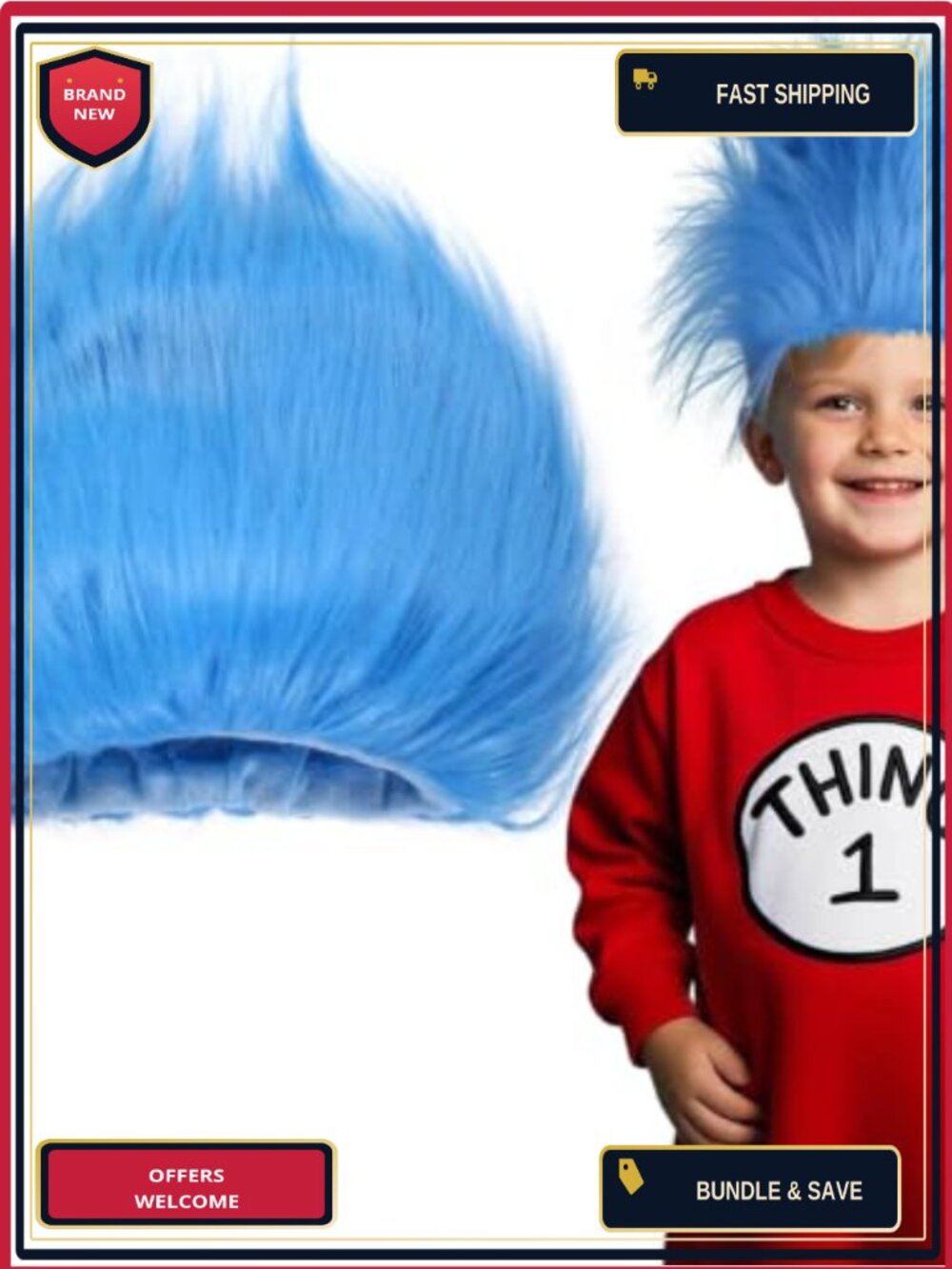 Synthetic Fluffy Costume Wig for Halloween and Cosplay